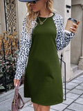 Leopard Round Neck Long Sleeve Dress - Trendsi - Flyclothing LLC