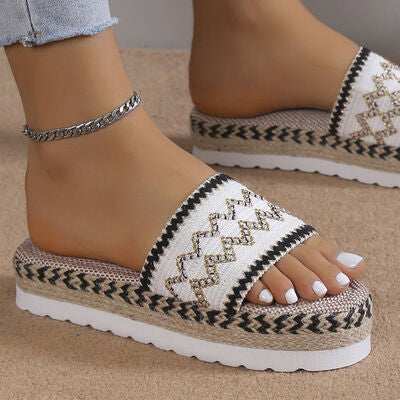 Geometric Weave Platform Sandals - Trendsi - Flyclothing LLC