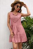 Tassel Tie Lace Trim Sleeveless Dress - Trendsi - Flyclothing LLC