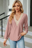 V-Neck Long Sleeve T-Shirt - Trendsi - Flyclothing LLC