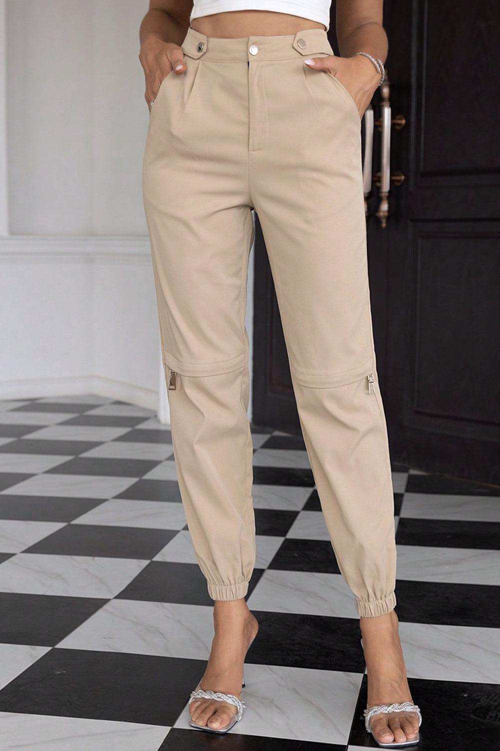 High Waist Pants with Pockets - Trendsi - Flyclothing LLC
