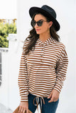 Striped Half-Button Dropped Shoulder Hoodie - Trendsi - Flyclothing LLC