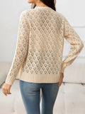 Openwork V-Neck Buttoned Knit Top - Trendsi - Flyclothing LLC
