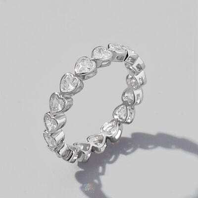 925 Sterling Silver Zircon Heart Ring - Trendsi - Flyclothing LLC