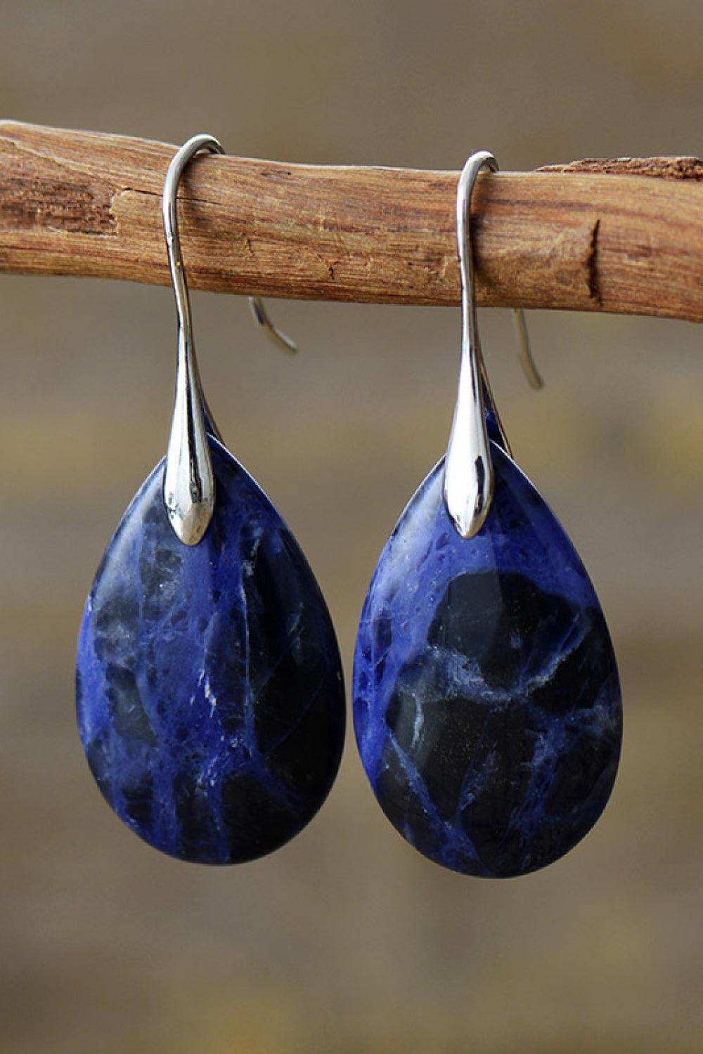 Natural Stone Teardrop Earrings - Trendsi - Flyclothing LLC