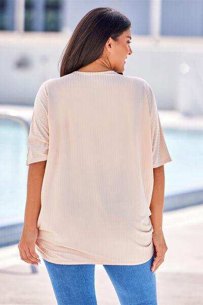 Plus Size Ribbed Cocoon Cover Up - Trendsi - Flyclothing LLC