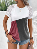Color Block Raglan Sleeve Round Neck Tee - Trendsi - Flyclothing LLC