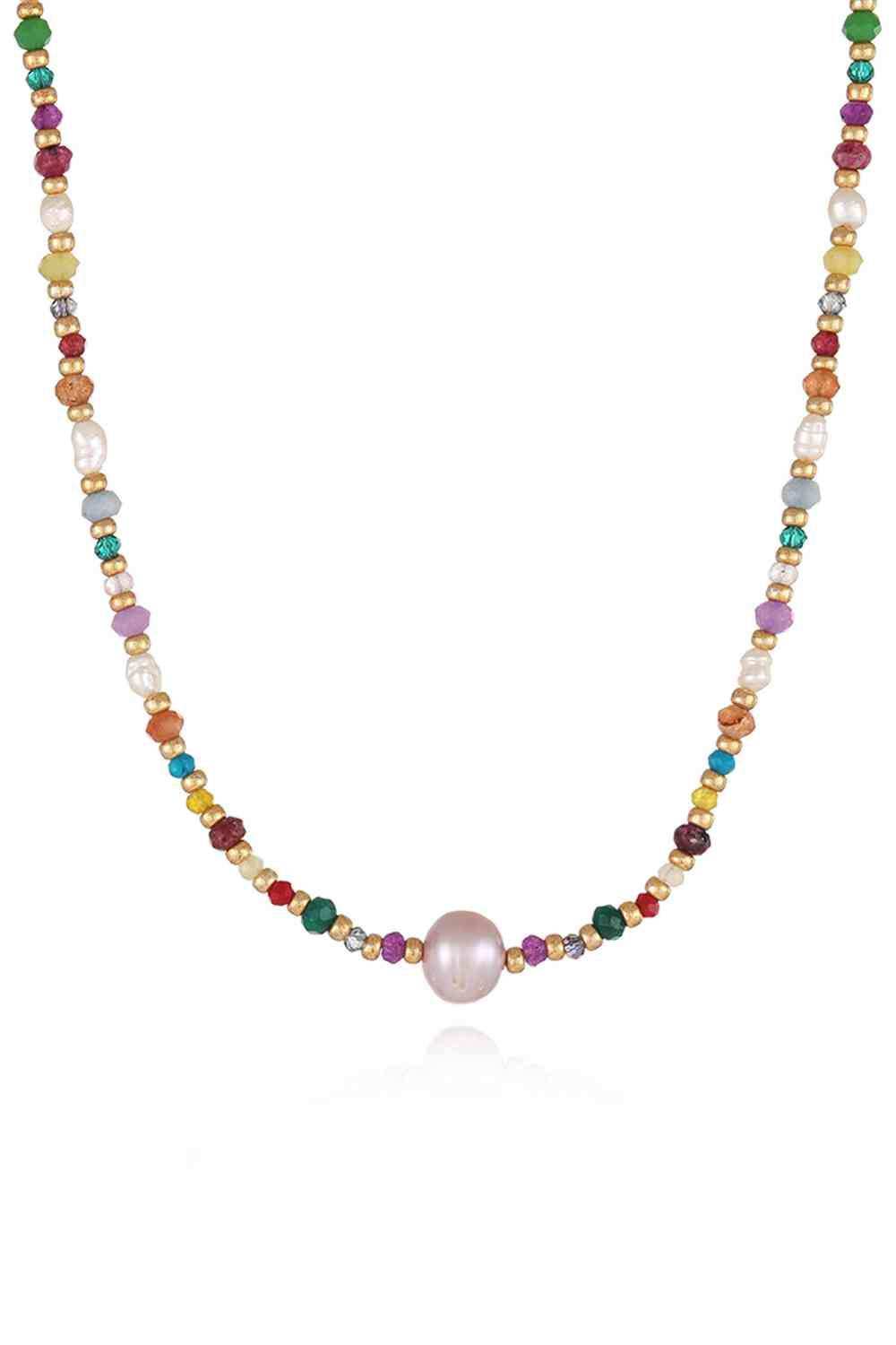 Multicolored Bead Necklace - Trendsi - Flyclothing LLC