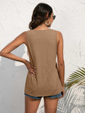 Decorative Button Scoop Neck Tank - Trendsi - Flyclothing LLC
