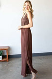 First Love Tie Back Sleeveless Slit Wide Leg Jumpsuit - Trendsi - Flyclothing LLC