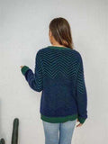 Striped Round Neck Dropped Shoulder Sweater - Trendsi - Flyclothing LLC