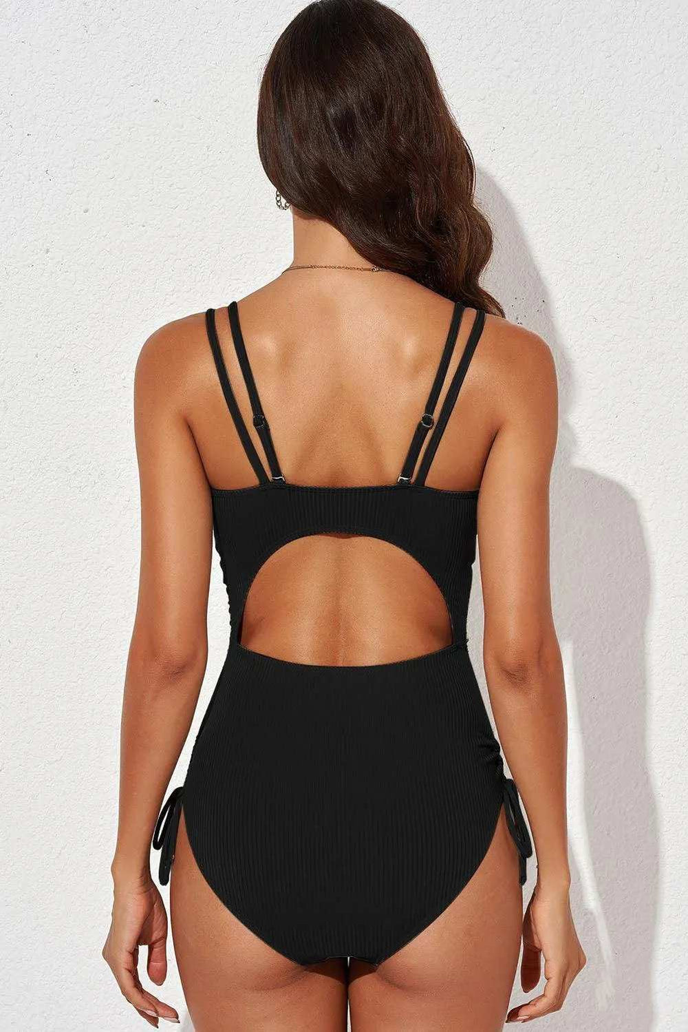 Tied Cutout Plunge One-Piece Swimsuit - Trendsi - Flyclothing LLC