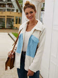 Plush Contrast Zip Up Coat - Trendsi - Flyclothing LLC