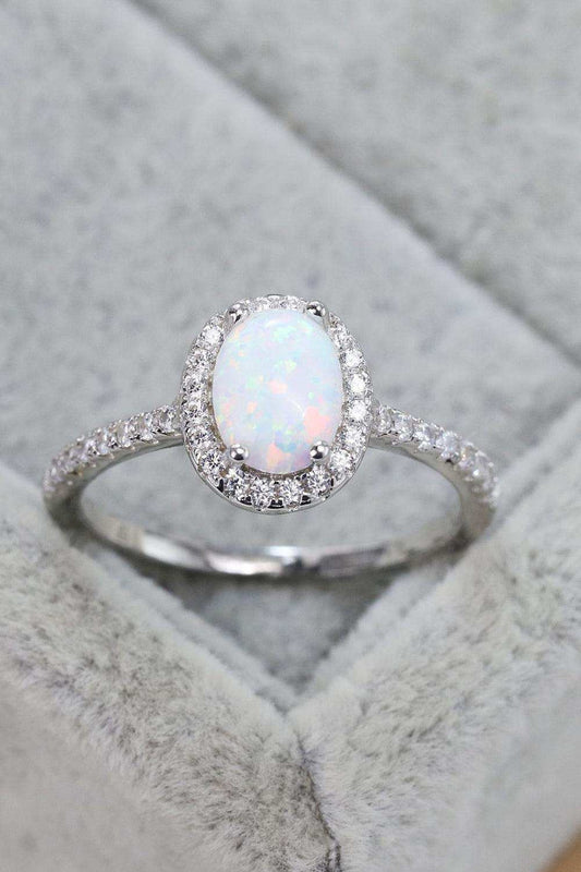 Opal 925 Sterling Silver Halo Ring - Trendsi - Flyclothing LLC