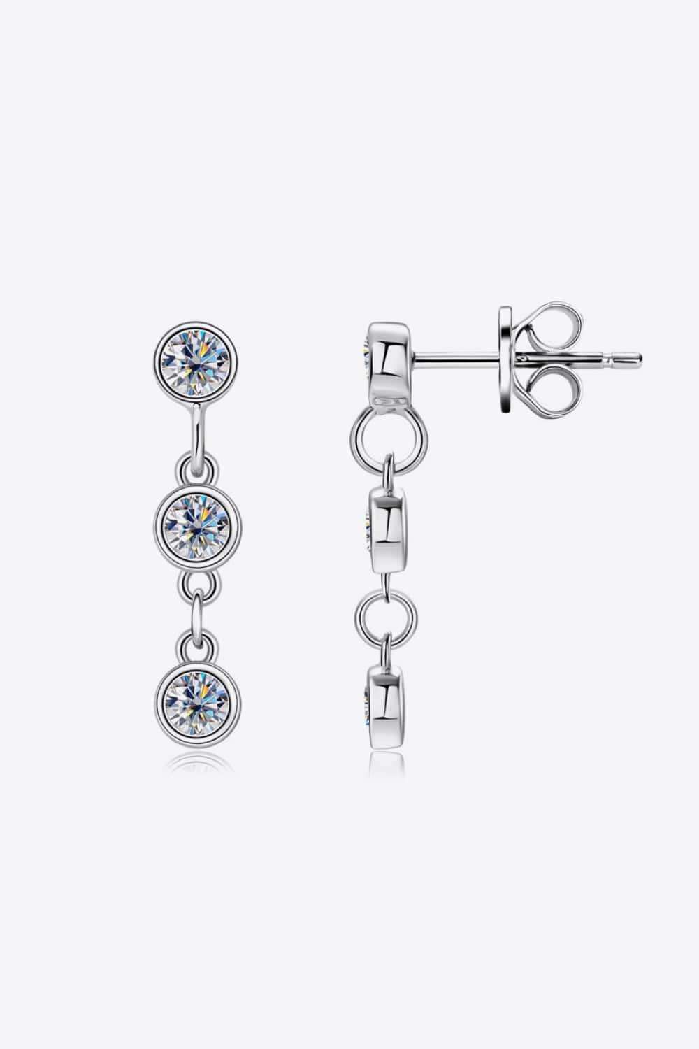 Moissanite 925 Sterling Silver Drop Earrings - Trendsi - Flyclothing LLC