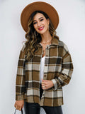 Plaid Button-Down Jacket - Trendsi - Flyclothing LLC