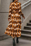 Printed Tied Pocketed Lantern Sleeve Dress - Trendsi - Flyclothing LLC