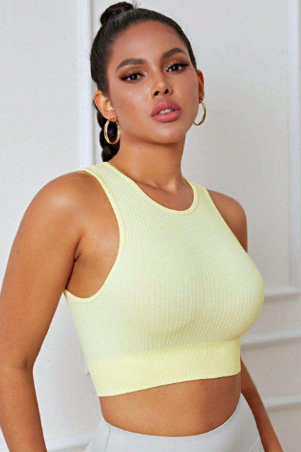 Round Neck Long Active Bra - Trendsi - Flyclothing LLC