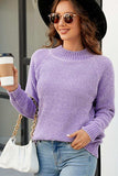 Waffle-Knit Round Neck Reglan Sleeve Sweater - Trendsi - Flyclothing LLC