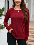 Texture Round Neck Long Sleeve Knit Top - Trendsi - Flyclothing LLC
