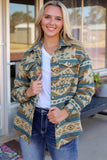 Geometric Button Down Collared Jacket - Trendsi - Flyclothing LLC