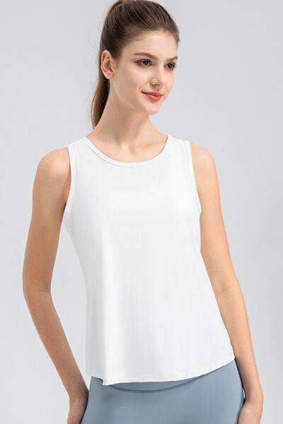 Wide Strap Round Neck Active Tank - Trendsi - Flyclothing LLC