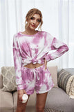Tie-Dye Dropped Shoulder Top and Shorts Lounge Set - Trendsi - Flyclothing LLC