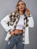 Plaid Collared Neck Button Down Jacket - Trendsi - Flyclothing LLC