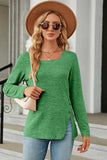 Slit Decorative Button Square Neck T-Shirt - Trendsi - Flyclothing LLC