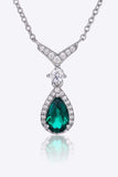 Lab-Grown Emerald Teardrop Necklace - Trendsi - Flyclothing LLC