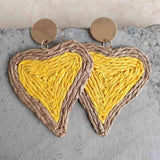 Raffia Grass Heart Teardrop Earrings - Trendsi - Flyclothing LLC