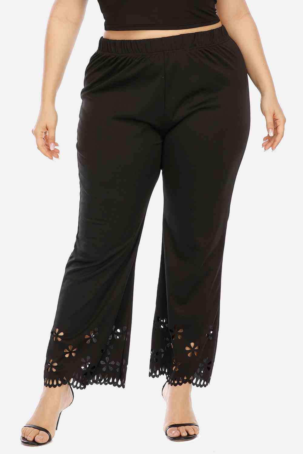 Plus Size Openwork Detail Pants - Trendsi - Flyclothing LLC