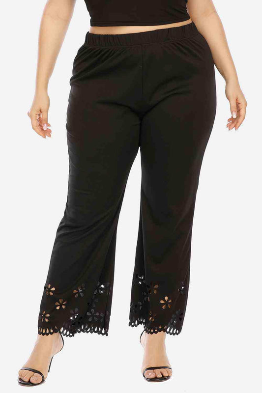 Plus Size Openwork Detail Pants - Trendsi - Flyclothing LLC