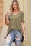 V-Neck Dropped Shoulder Tunic Top - Trendsi - Flyclothing LLC