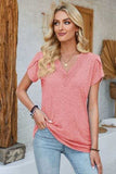 V-Neck Petal Sleeve T-Shirt - Trendsi - Flyclothing LLC
