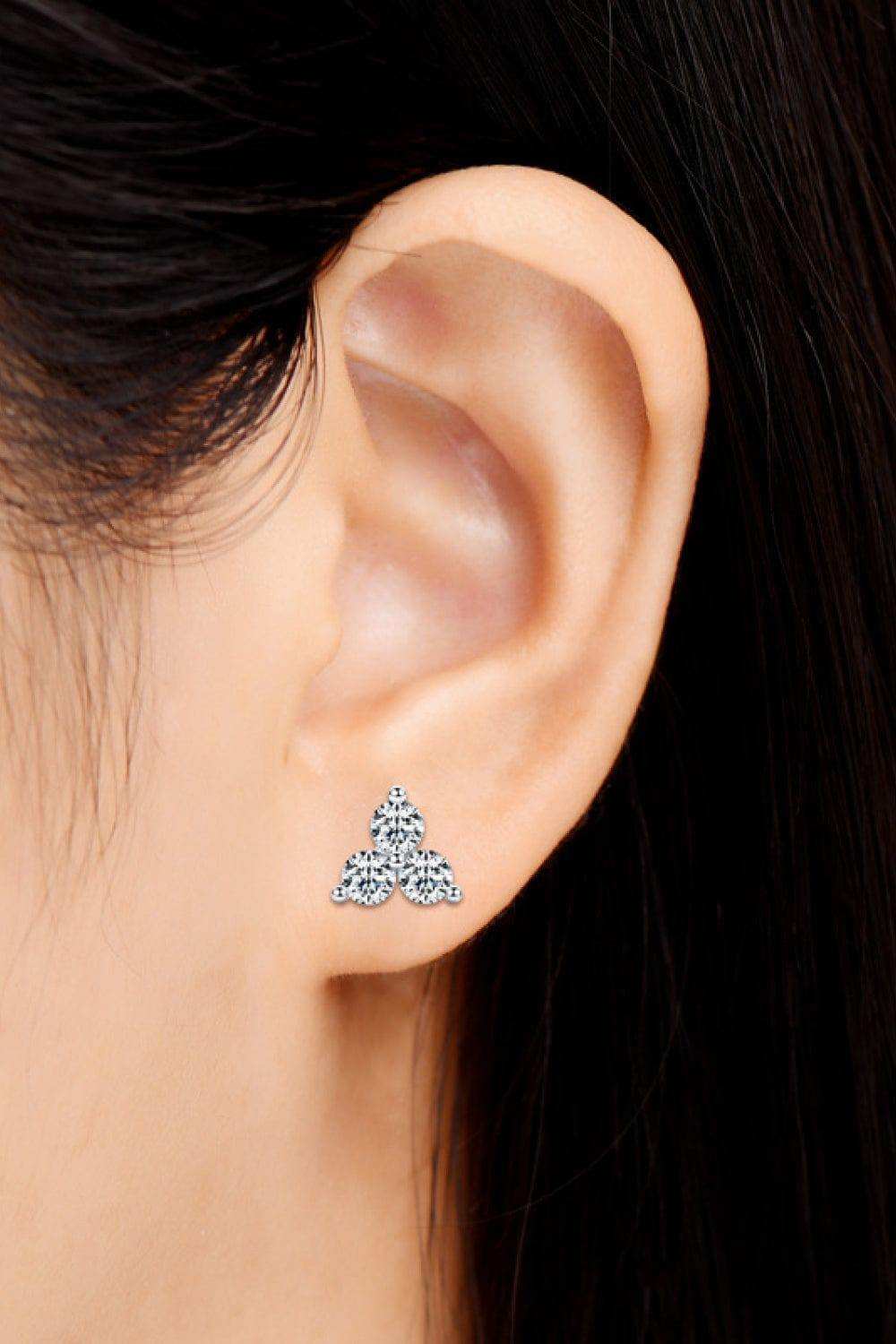 Moissanite 925 Sterling Silver Stud Earrings - Trendsi - Flyclothing LLC
