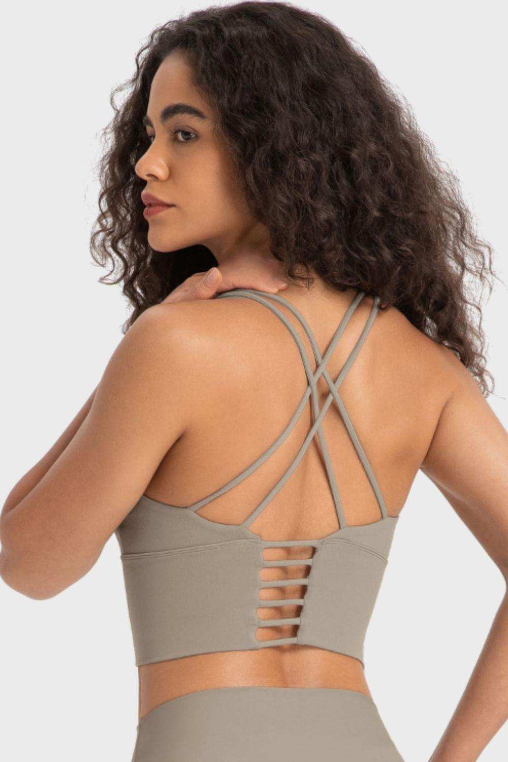 Crisscross Back Ladder Detail Sports Bra - Trendsi - Flyclothing LLC