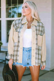Plaid Raw Hem Button Down Jacket - Trendsi - Flyclothing LLC