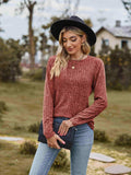 Ribbed Round Neck Long Sleeve Tee - Trendsi - Flyclothing LLC