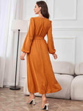 Tie Waist Puff Sleeve Maxi Dress - Trendsi - Flyclothing LLC