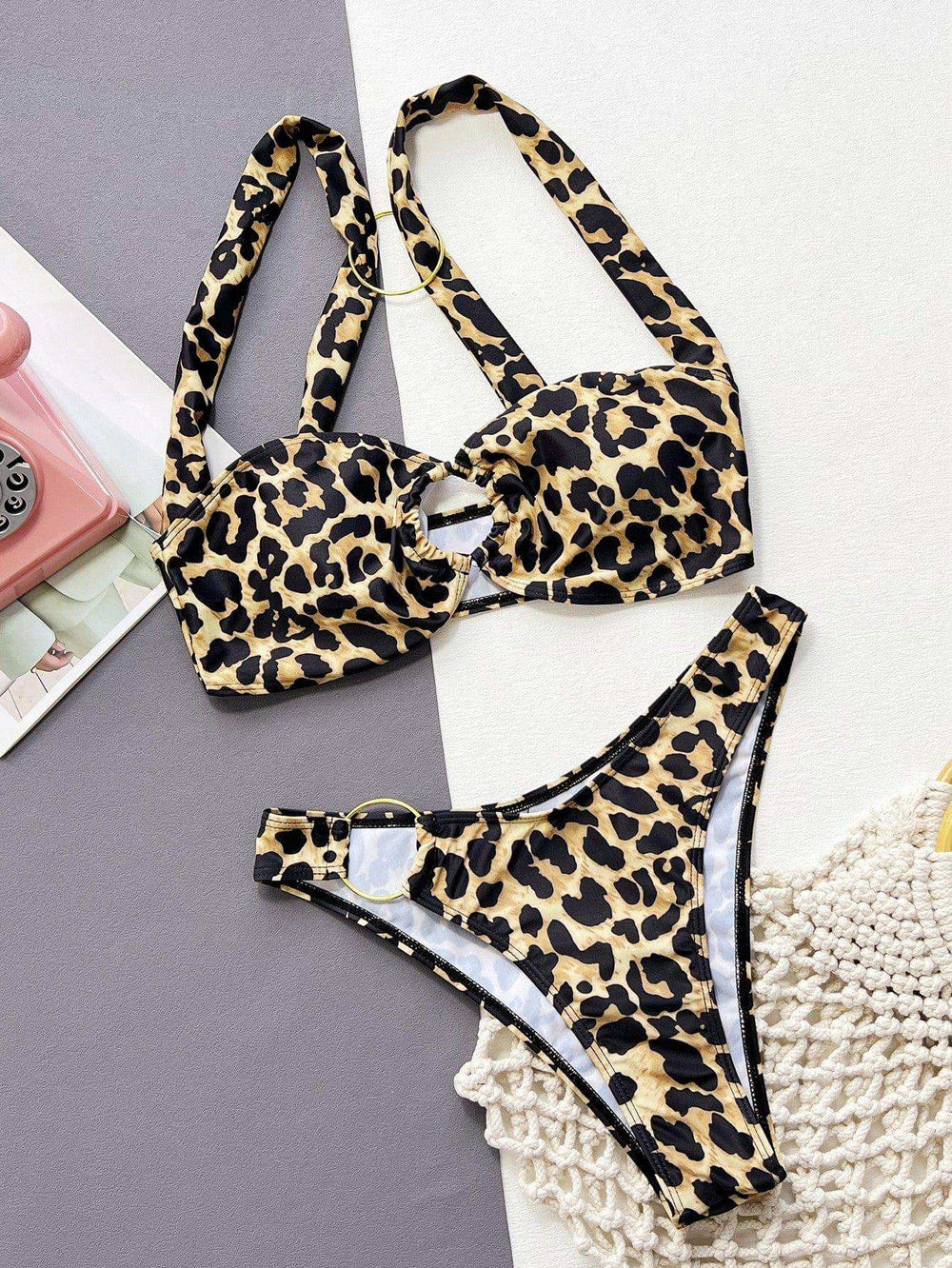 Leopard Ring Detail Bikini Set - Trendsi - Flyclothing LLC