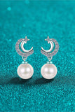 Moissanite Pearl Drop Earrings - Trendsi - Flyclothing LLC