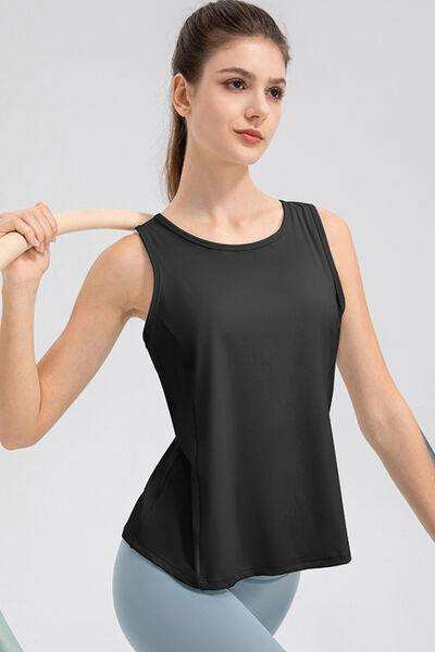 Wide Strap Round Neck Active Tank - Trendsi - Flyclothing LLC