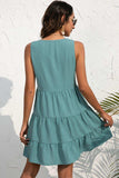 Decorative Button V-Neck Tiered Sleeveless Dress - Trendsi - Flyclothing LLC