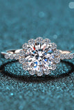 1 Carat Moissanite Rhodium-Plated Halo Ring - Trendsi - Flyclothing LLC