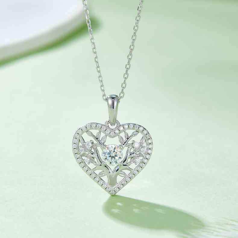 Moissanite 925 Sterling Silver Heart Shape Necklace - Trendsi - Flyclothing LLC