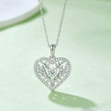 Moissanite 925 Sterling Silver Heart Shape Necklace - Trendsi - Flyclothing LLC