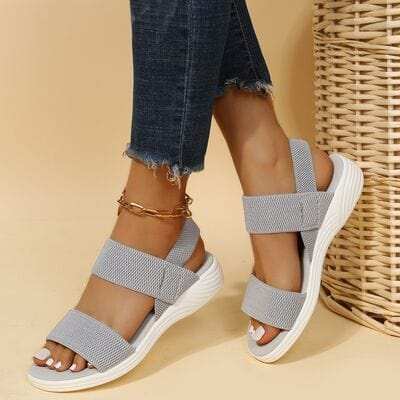 Rubber Open Toe Low Heel Sandals - Trendsi - Flyclothing LLC