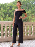 Ruched One Shoulder Jumpsuit - Trendsi - Flyclothing LLC