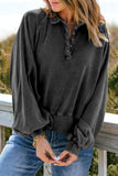 Quarter-Snap Collared Lantern Sleeve Sweatshirt - Trendsi - Flyclothing LLC